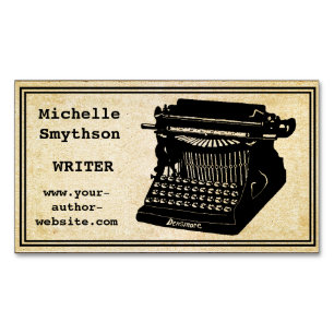 Writer Antique Typewriter Name and Website Magnetic Business Card