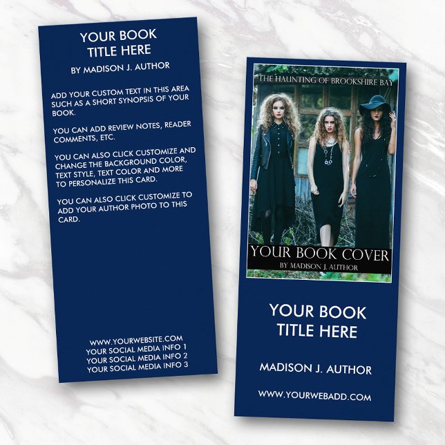 Writer Author Book Cover Blue Large Bookmark or Rack Card (Customize to change text size, style, background color and more.)