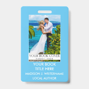 Writer Author Book Cover - Lt Blue or Pick Colour ID Badge