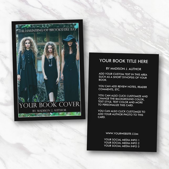 Writer Author Book Cover Promotion Large Business Card (Customize to change text size, style, background color and more.)