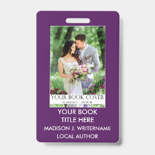 Writer Author Book Cover - Purple or Pick Colour ID Badge