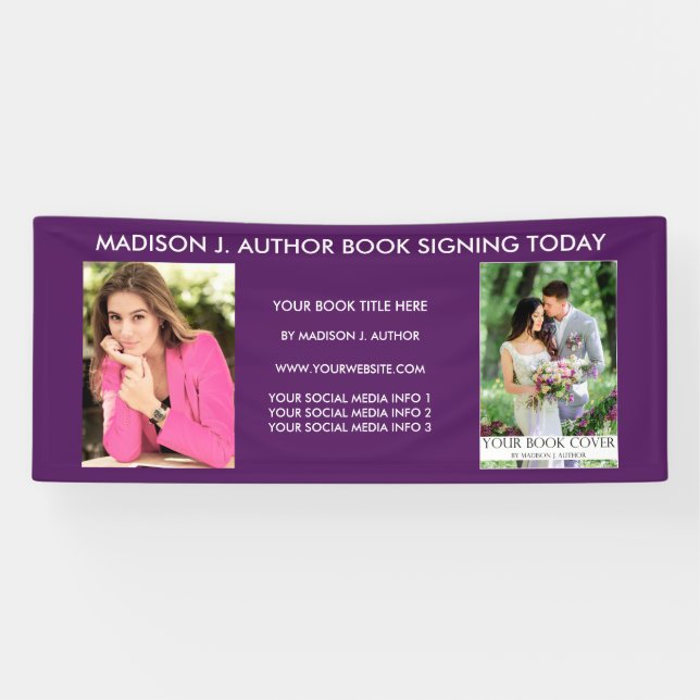 Writer Author Book Photo Purple or Pick Colour Banner (Horizontal)