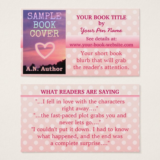 Writer Author Book Promotion Pink White Polka Dot (Front & Back)