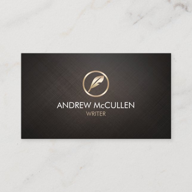 Writer Author Novelist Quill Icon Business Card (Front)
