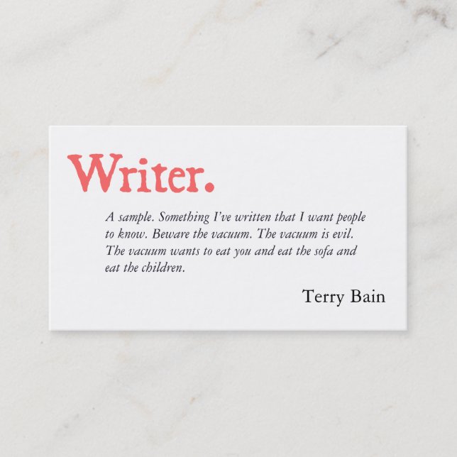 Writer Author Simple Word Business Card (Front)