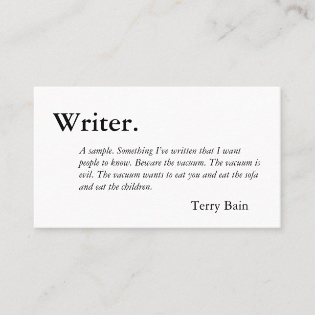Writer Black and White Business Card (Front)