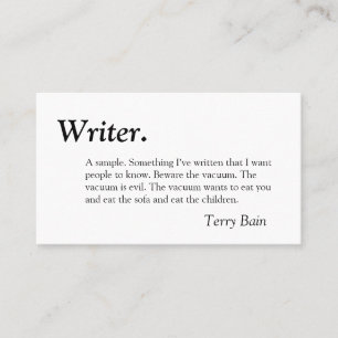 Writer Black and White Business Card