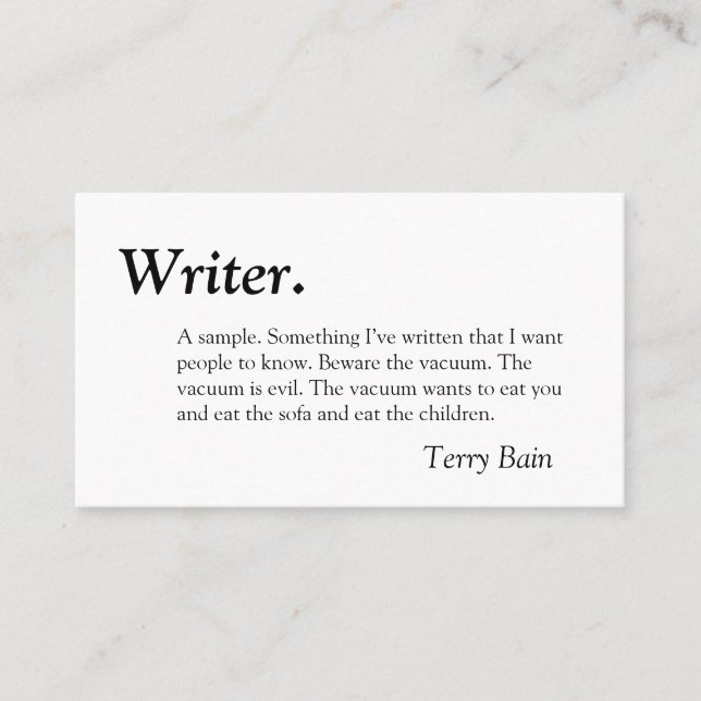 Writer Black and White Business Card (Front)