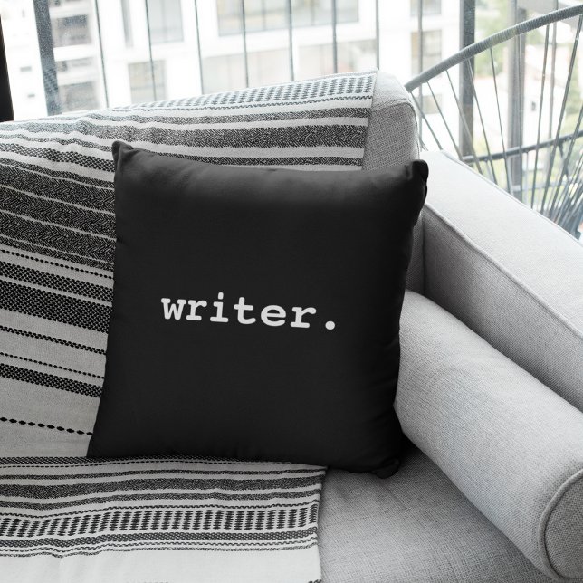 Writer Black Cushion (Customize to change text size, style or color.)