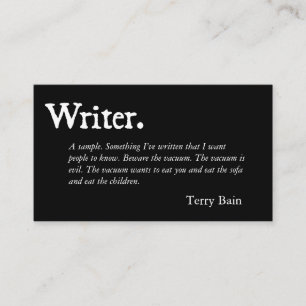 Writer Black White Business Card