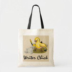 Writer Chick with Paper, Feather Quill and Ink Tote Bag