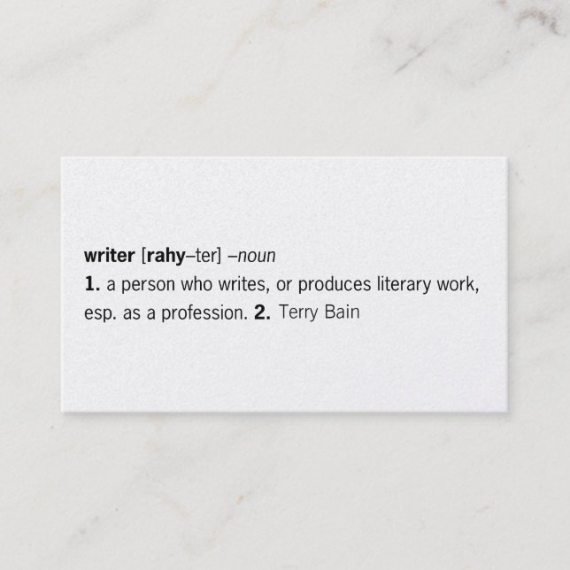 Writer Defined [as You] Business Card (Front)