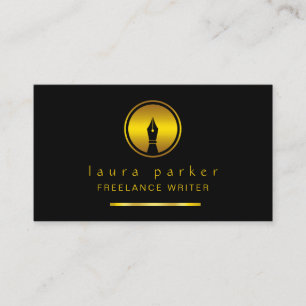 Writer Nib Gold Freelance Author Elegant Classic Business Card