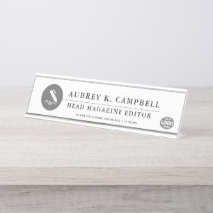 Writer + Notary Agents Minimal Desk Name Plate