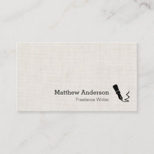 Writer Pen Symbol - Simple Elegant Linen Look Business Card