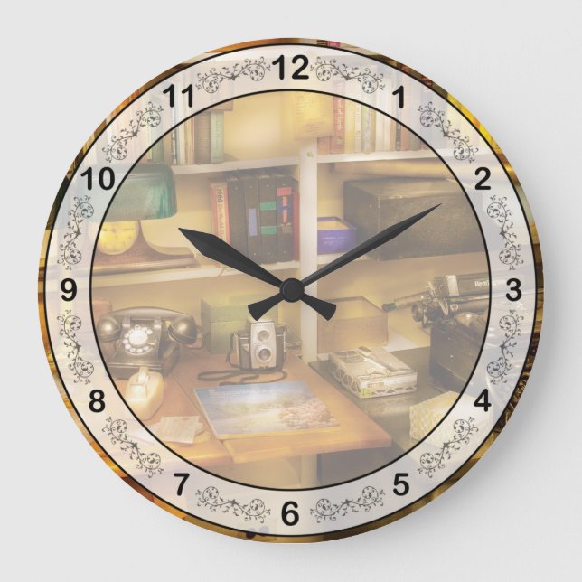 Writer - The desk of a writer  Large Clock (Front)