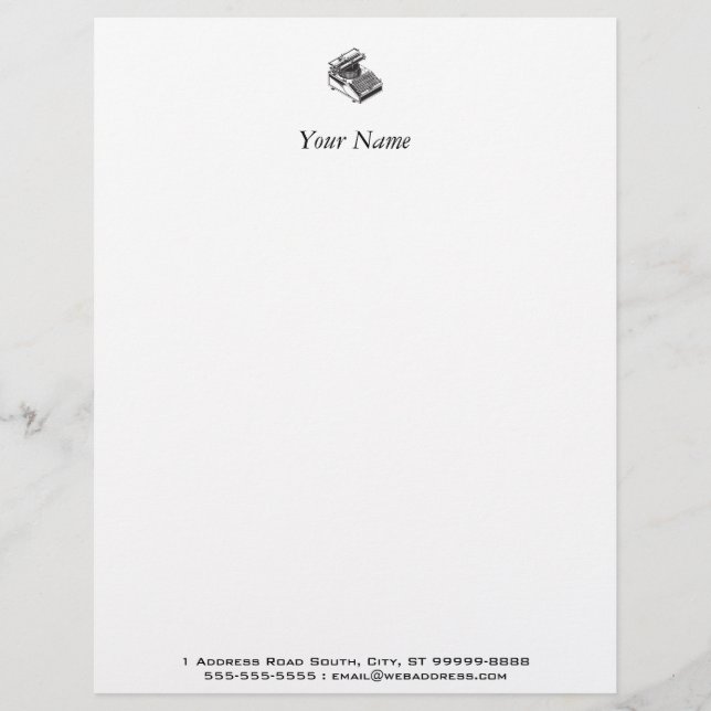 Writer -Type Writing Machine - Typewriter Letterhead Design (Front)