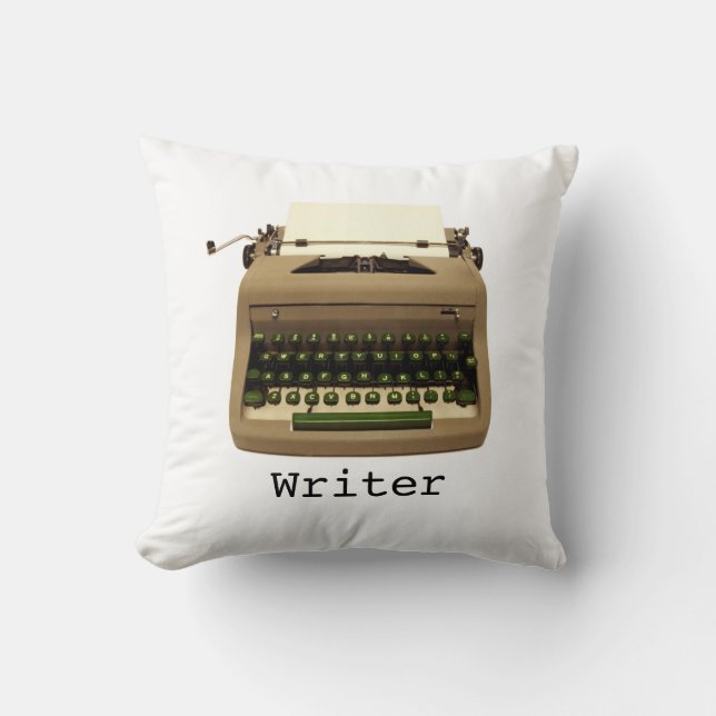 Writer Typewriter Throw Pillow (Front)