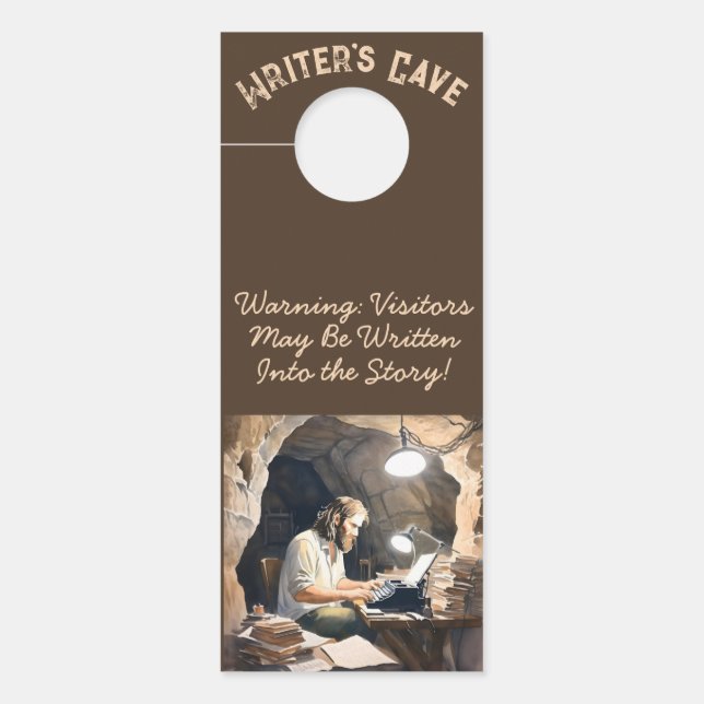 Writer's Cave Man Door Sign (Front)