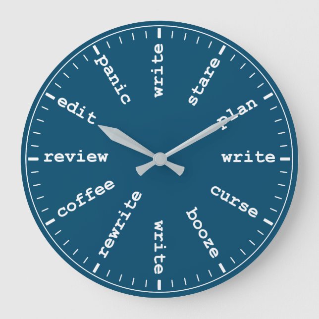 Writer's Clock for Journalist or Novelist in Blue (Front)