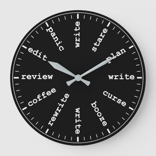Writer's Clock Funny Writing Job Humourous Clock (Front)