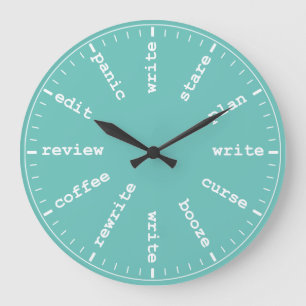 Writer's Clock - Humorous Writing Humor in Aqua