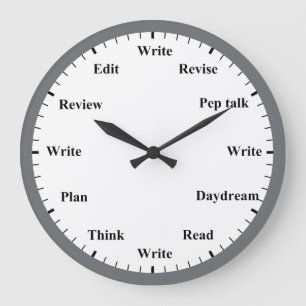 Writer's Clock - Writing Job Fun Grey Wall Clock