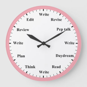 Writer's Clock - Writing Job Fun Pink Wall Clock