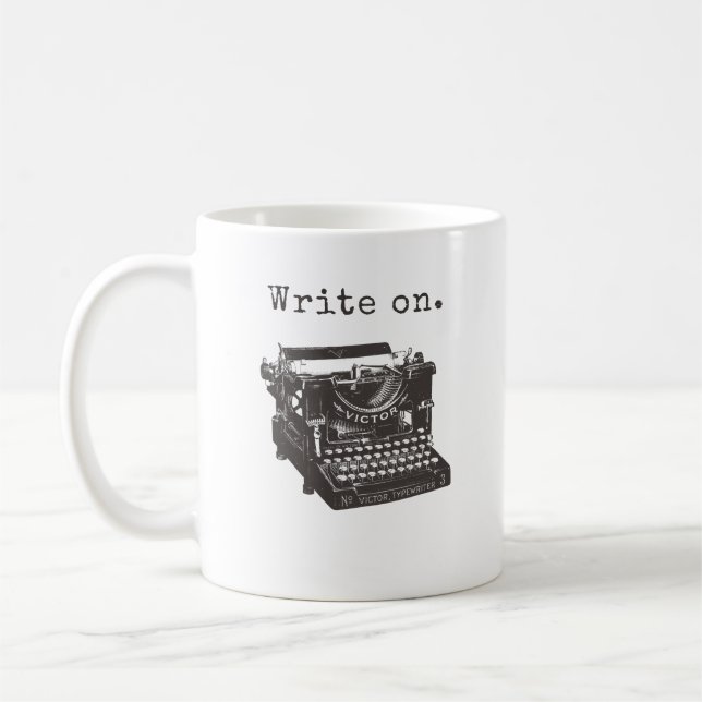 Writers Coffee Mug, typewriter, heart, write on Mug (Left)