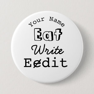 Writers Name Badge Eat Write Edit Personalised