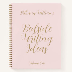 Writer's Name Trendy Blush Pink Script Gold Notebo Notebook