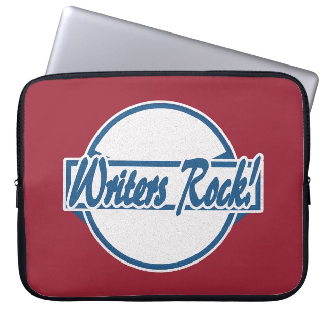 Writers Rock Circle Logo Blue Grunge Laptop Sleeve (Front)