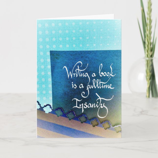 Writing a book author manifesto blue vibes card (Front)