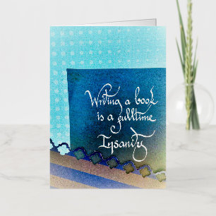 Writing a book author manifesto blue vibes foil greeting card