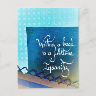 Writing a book author manifesto blue vibes postcard