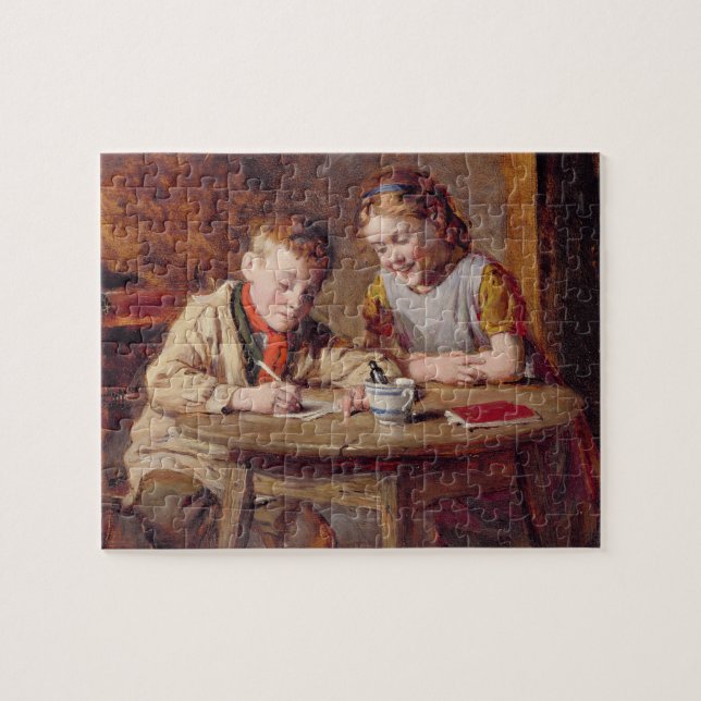 Writing a Letter (oil on panel) Jigsaw Puzzle (Horizontal)