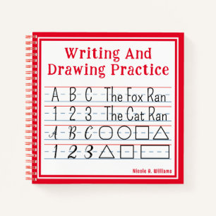 Writing And Drawing Practice Red Square Notebook