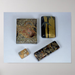 Writing case decorated with a cockerel poster