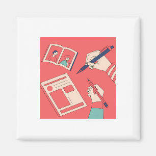 Writing Colourful Expressive Digital Art Illustrat Magnet