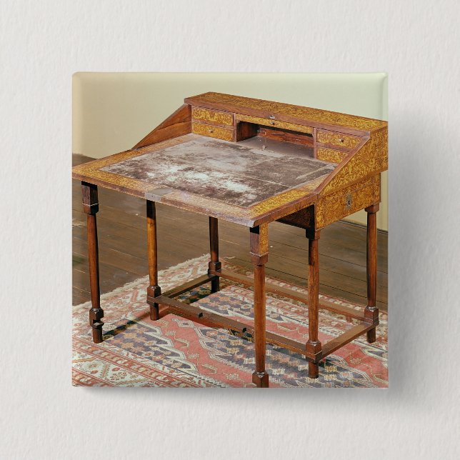 Writing desk, walnut with arabesque marquetry 15 cm square badge (Front)
