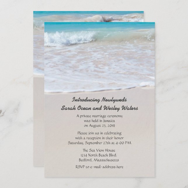 Writing in the Sand Wedding Announcement (Front/Back)