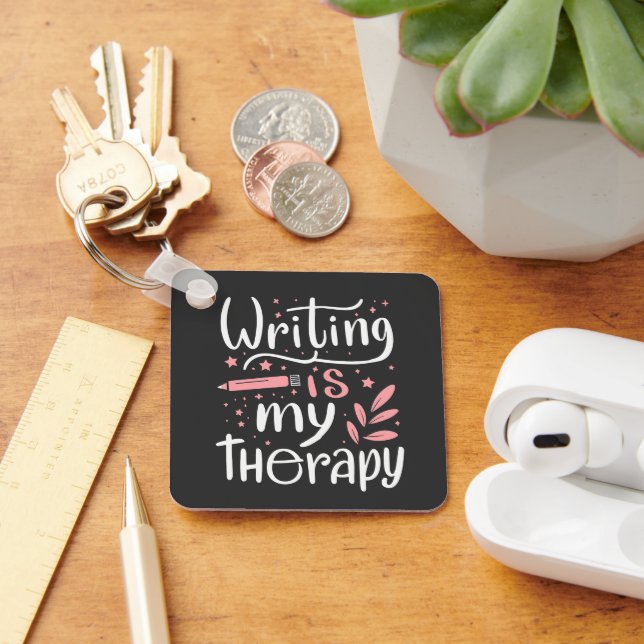 Writing is my therapy key ring (Desk)