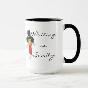 Writing is Sanity, Funny Clown Head on Pencil Mug