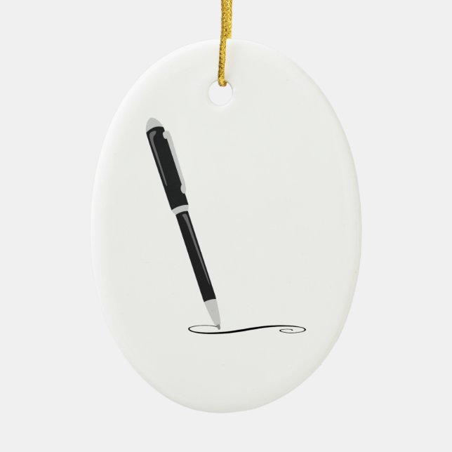 Writing Pen Ceramic Tree Decoration (Front)