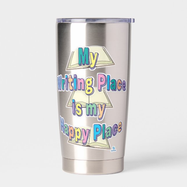 Writing Place Is A Happy Space Bookish Aesthetic Insulated Tumbler (Left)