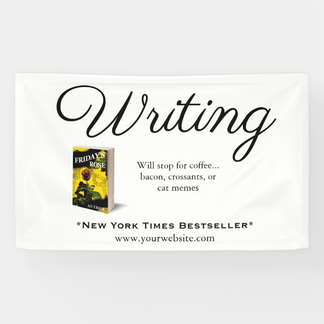 Writing + Quote+ Book image + Branding Banner (Horizontal)