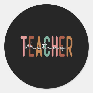Writing Teacher Retro Back To School Women Vintage Classic Round Sticker