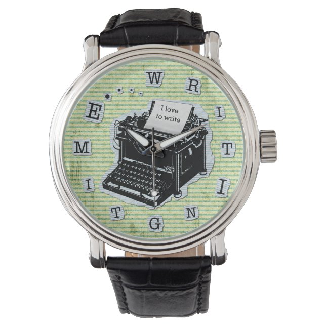 Writing Time Typewriter for Writers Custom Watch (Front)