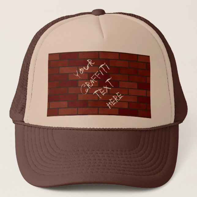 Writings on the brick wall trucker hat (Front)