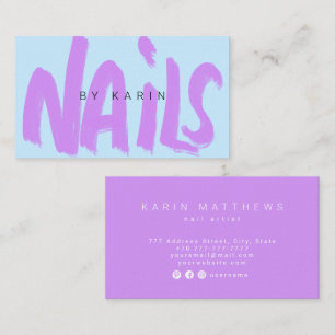 Written by brush Nails inscription Business Card